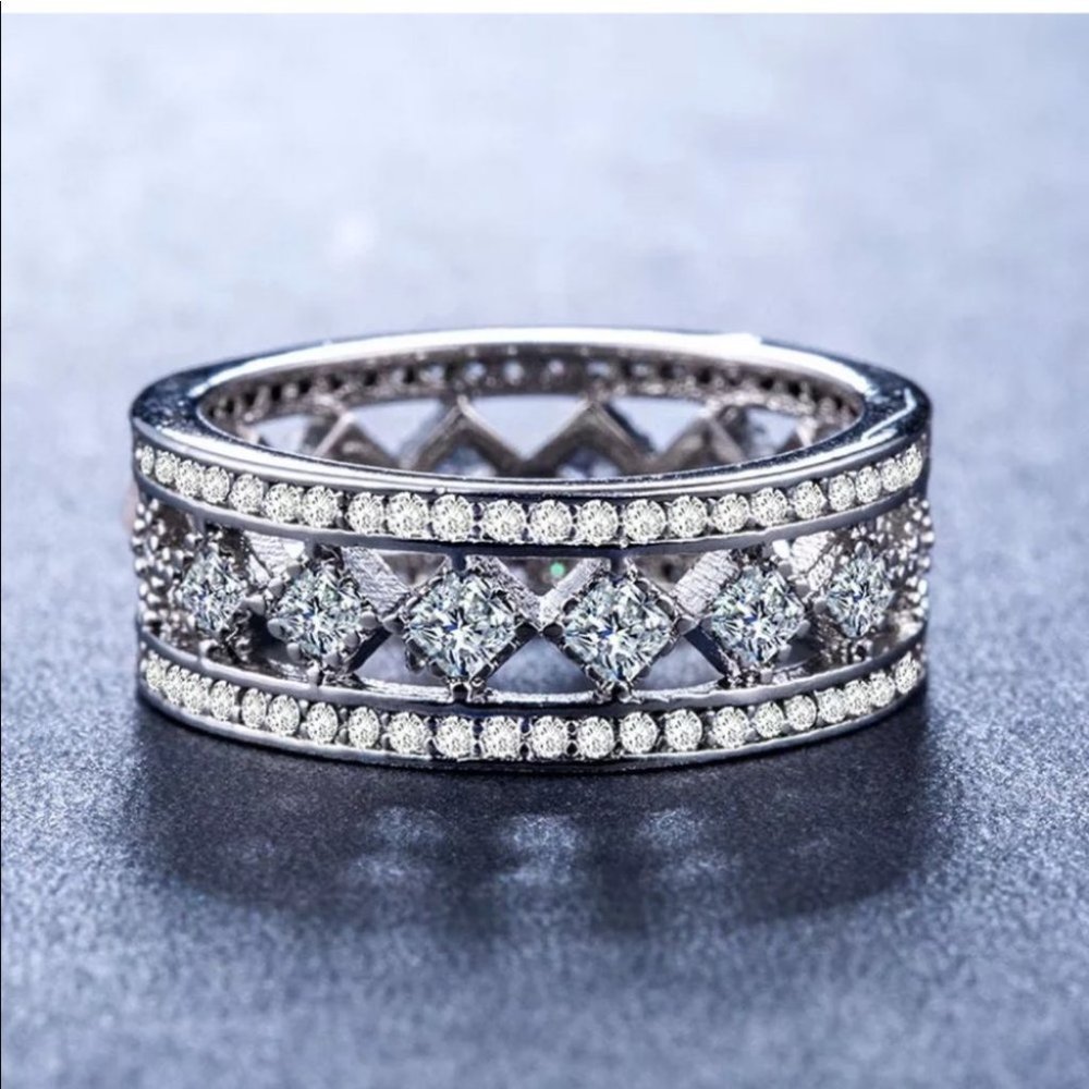 925 S Pretty Princess Cut White Sapphire Ring #63 - Picture 3 of 4
